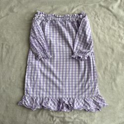 Lila kockás ruha zsebekkel (128)