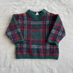 Kockás vastag kötött pulóver (68)