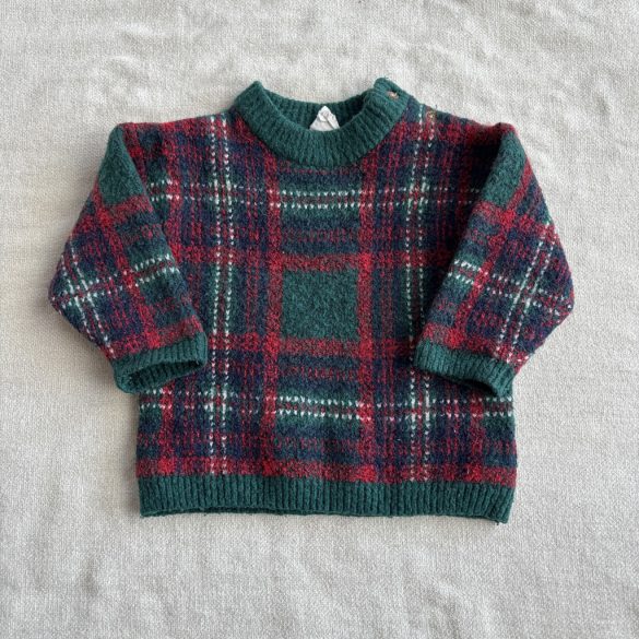 Kockás vastag kötött pulóver (68)