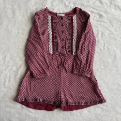 Mintás hosszú ujjú lenge overál (110)