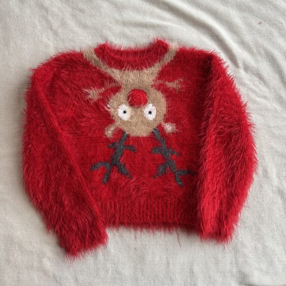 Rénszarvasos szőrmés kötött pulóver (116)