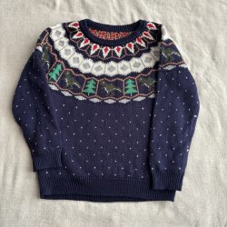 Dinós ünnepi kötött pulóver (128)