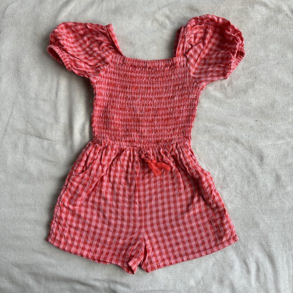 Kockás buggyos ujjú jumpsuit (128)