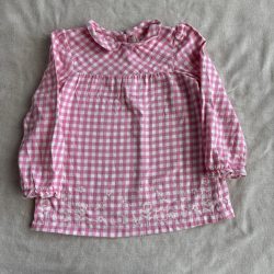 Hímzett nyuszis kockás flanel blúz (110)