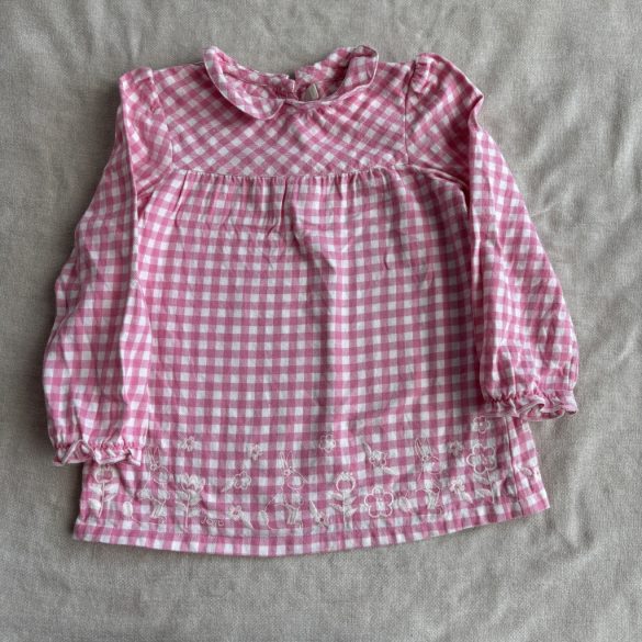 Hímzett nyuszis kockás flanel blúz (110)